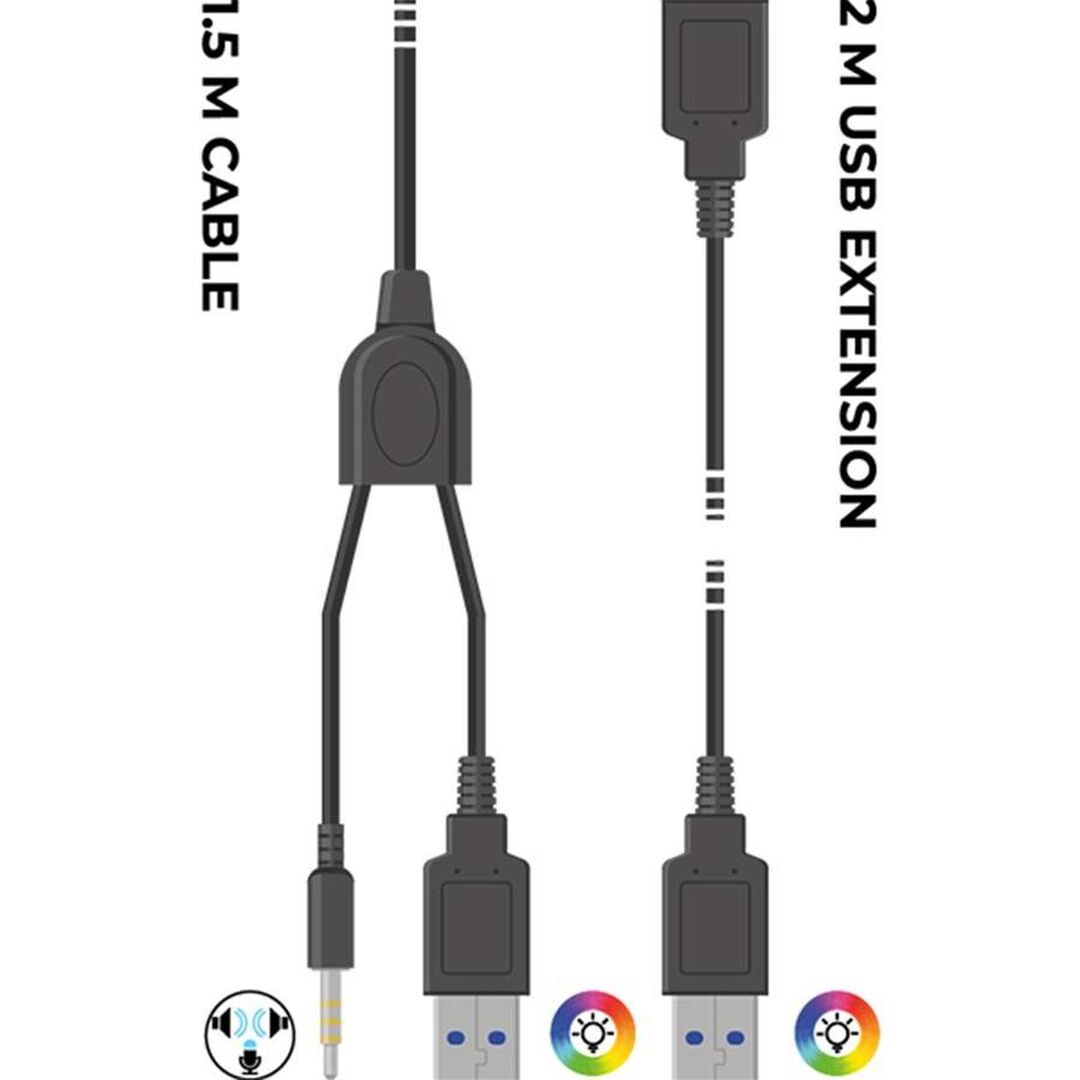 Casque Gaming Spectra Led Rgb + Rallonge Usb & Prise Jack