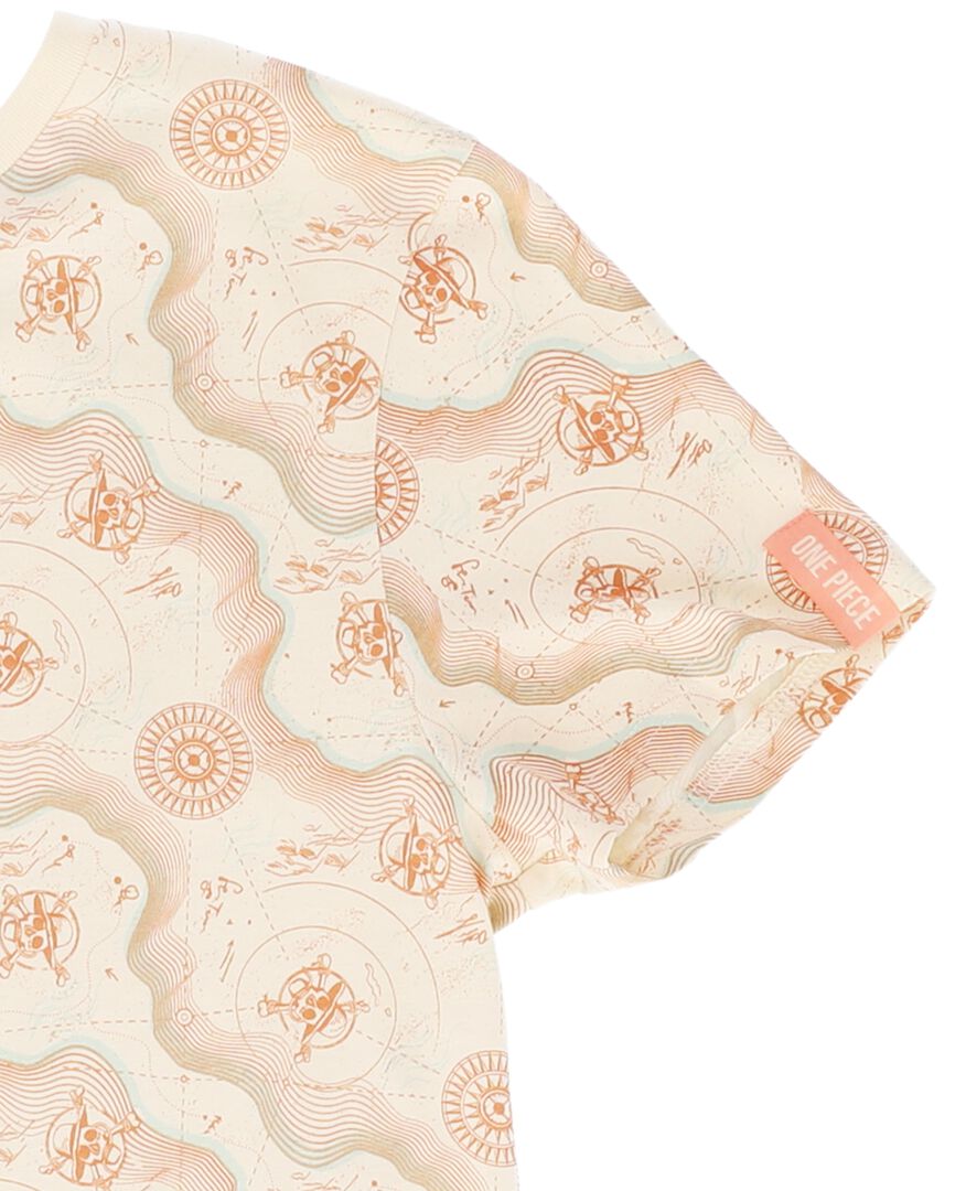 Tshirt | One Piece | Manches Courtes Carte Oc&eacute;ane Beige | Taille S