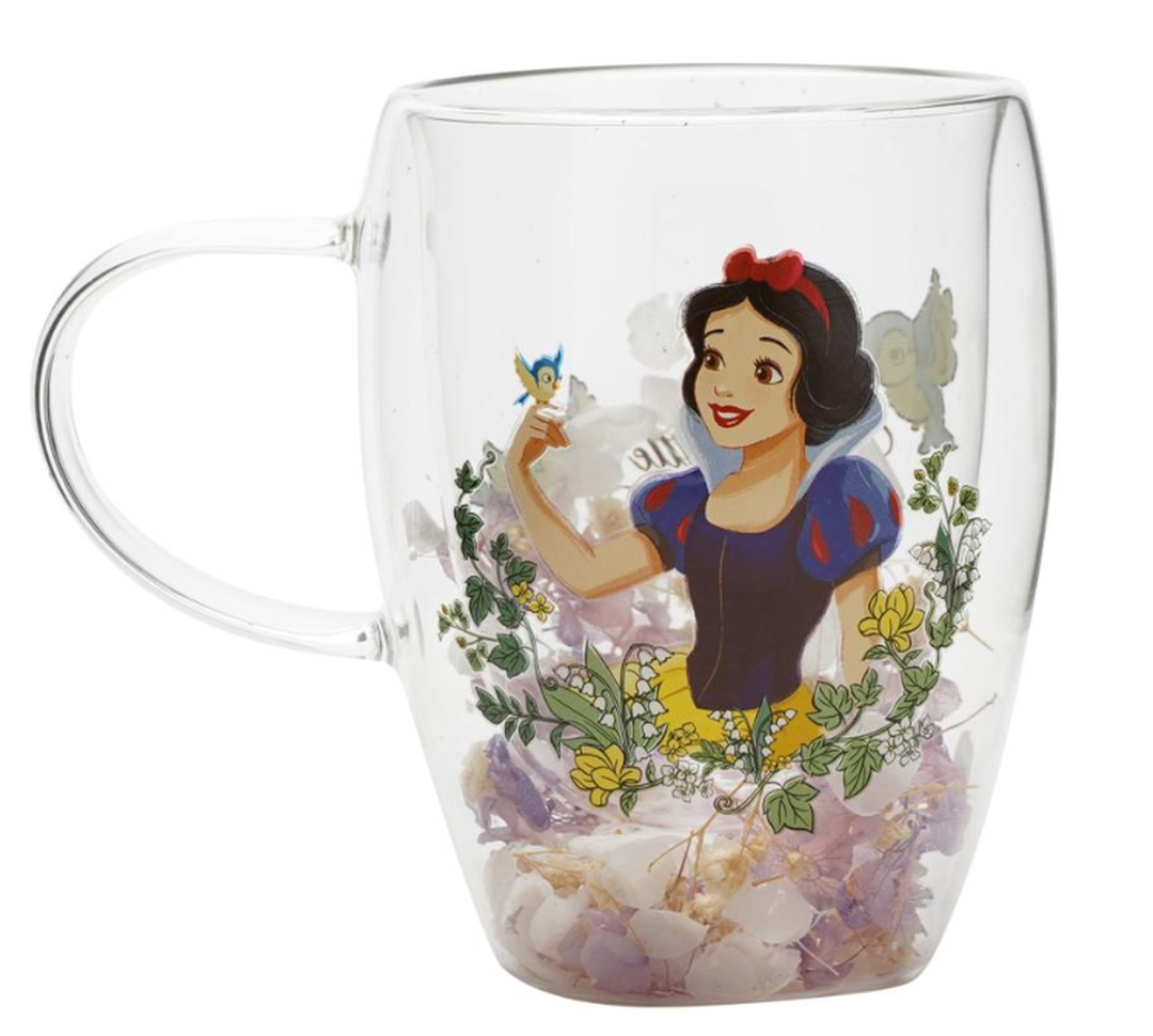 Mug | Disney | Mug En Verre Blanche Neige Decoratif Floral