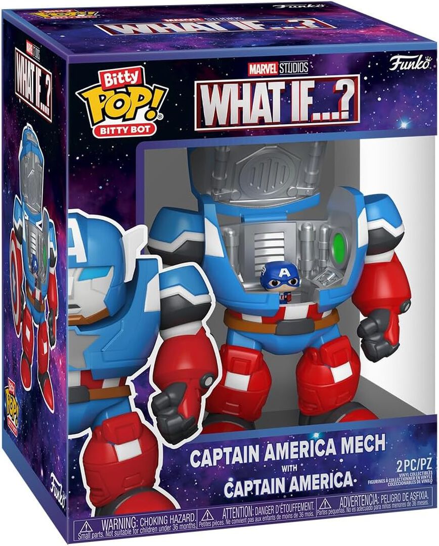 Figurine Funko Bitty Bots Pop! | Marvel What If- Captain America Mech Avec Capta