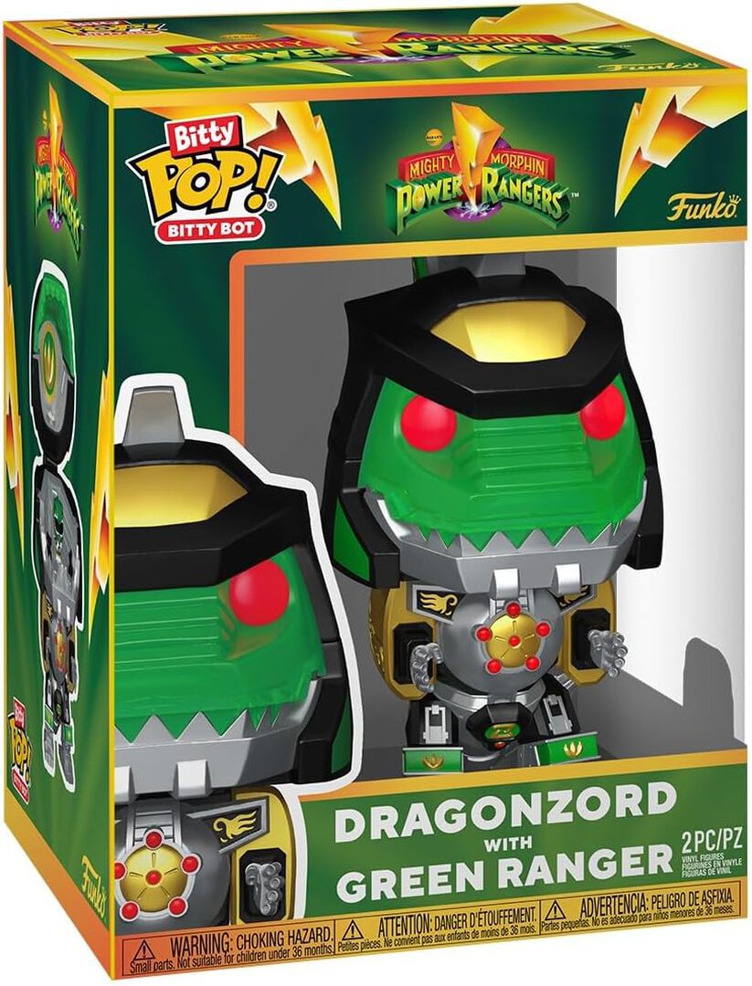 Figurine Funko Bitty Bots Pop! | Power Rangers | Dragon Zord Avec Ranger Vert
