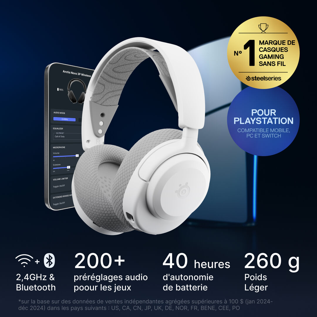 Casque Sans Fil Steelseries Arctis Nova 3pw Blanc