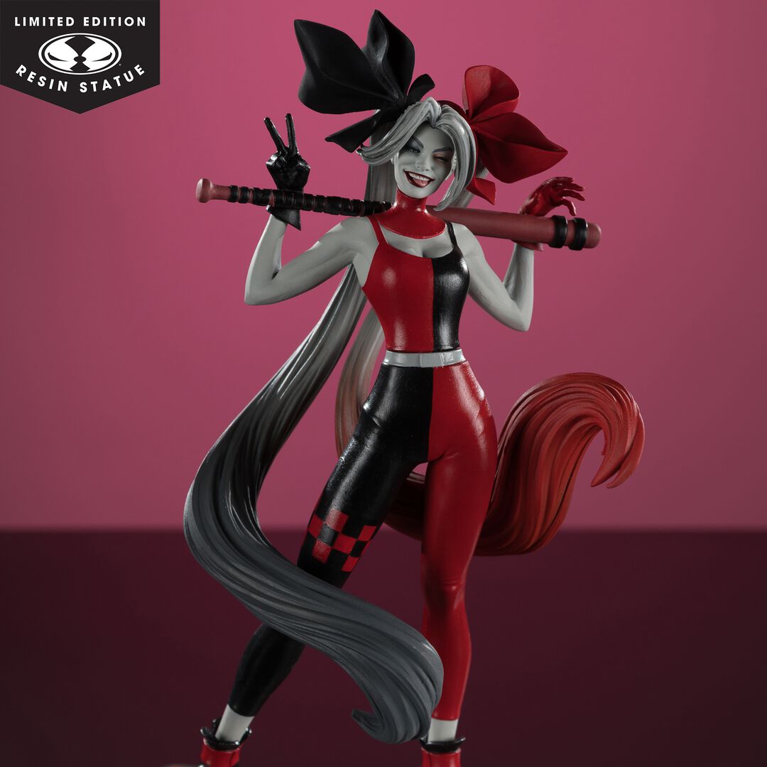 Statue | Harley Quinn Red White & Black By Alex Garner | Dc Direct | Mcfarlane
