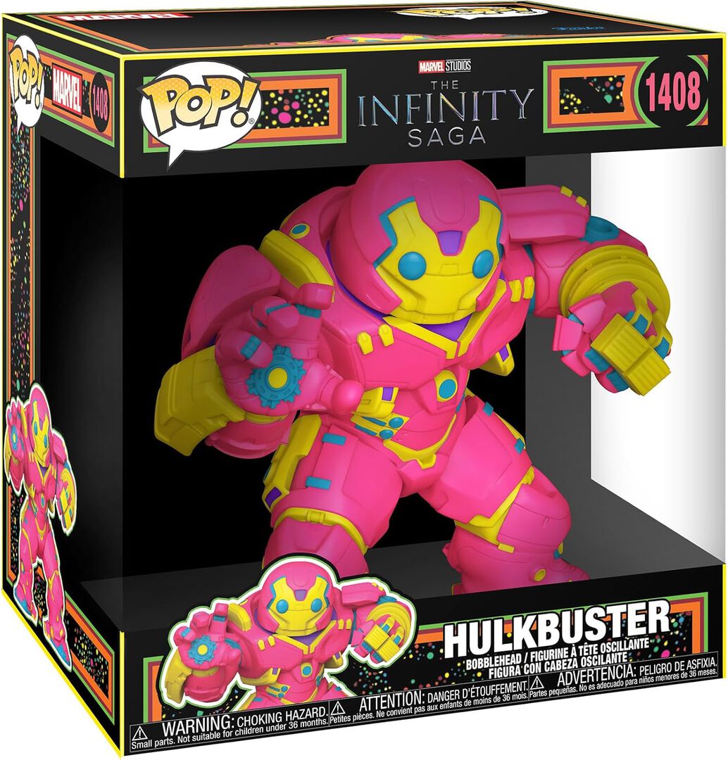 Figurine Funko Pop! Jumbo N&deg;1408 | Marvel | Iron Man- Hulkbuster (lumi&egrave;re Noire)