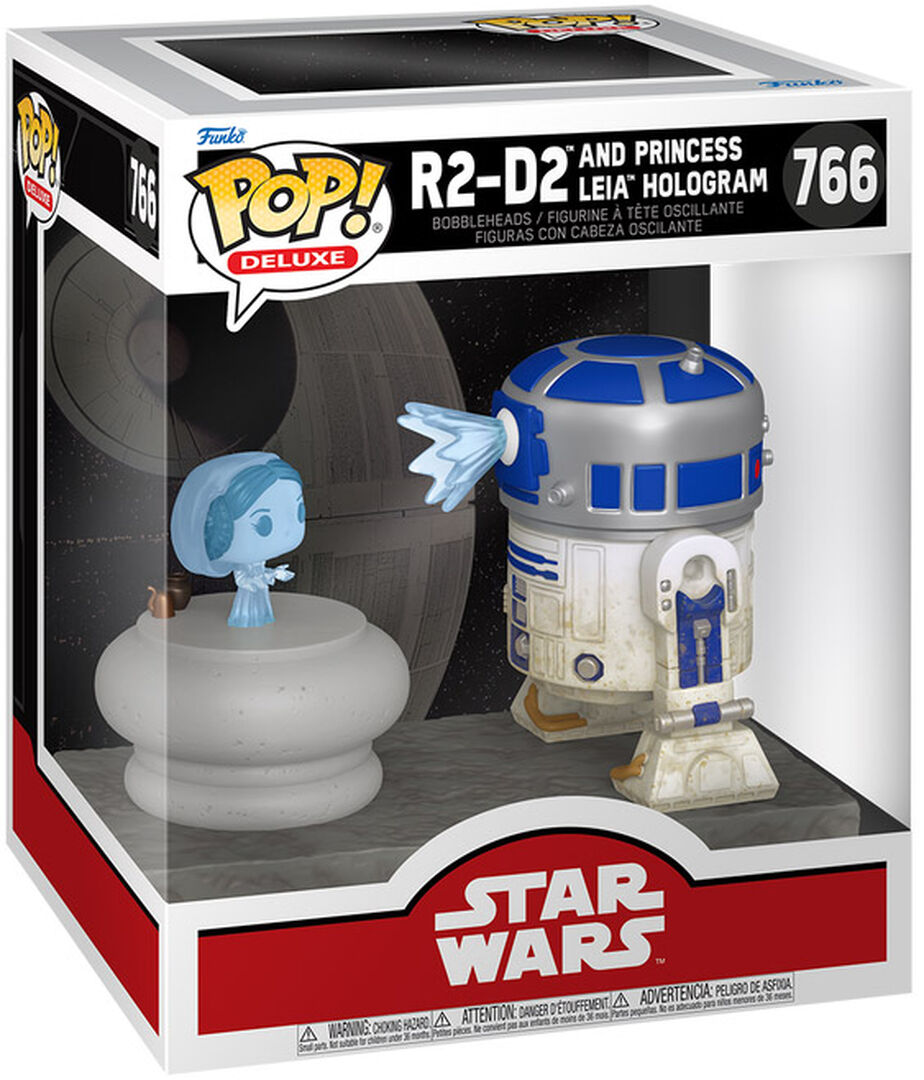 Figurine Funko Pop! Deluxe N&deg;766 | Star Wars | R2-d2 & Princesse Leia Hologramme