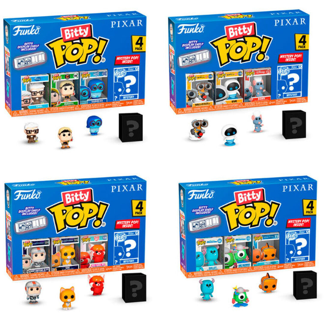 Figurine Bitty Pop! | Pixar | Pack De 4 Al&eacute;atoire
