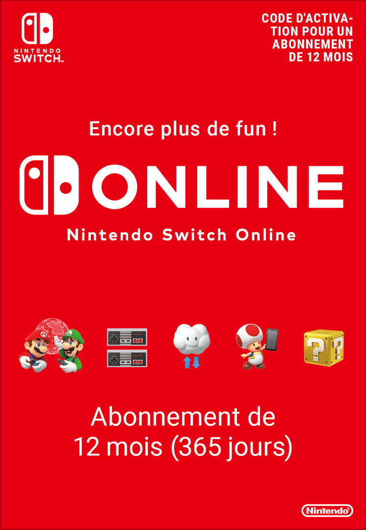 Abonnement Nintendo Switch Online 365 Jours (individuel)