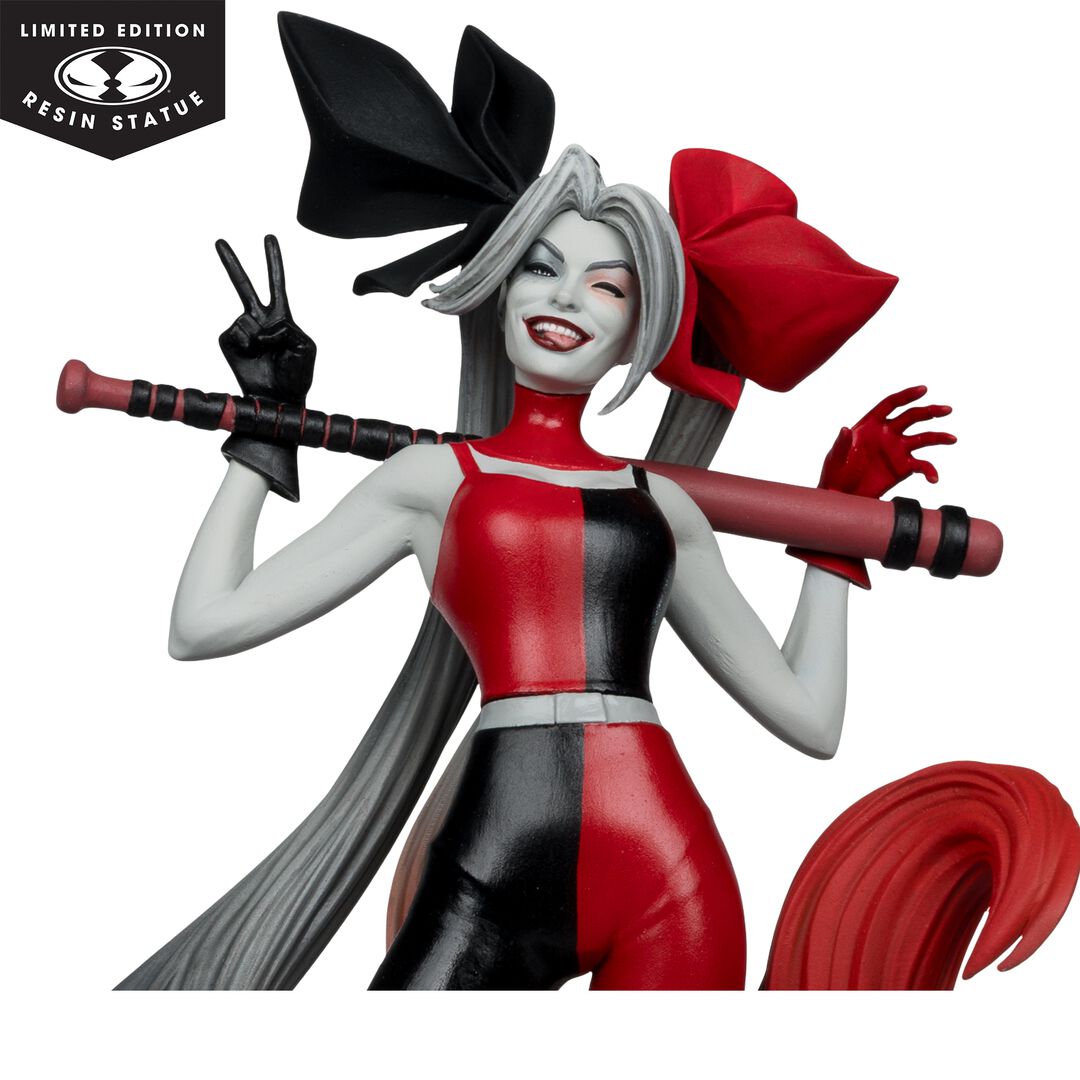 Statue | Harley Quinn Red White & Black By Alex Garner | Dc Direct | Mcfarlane