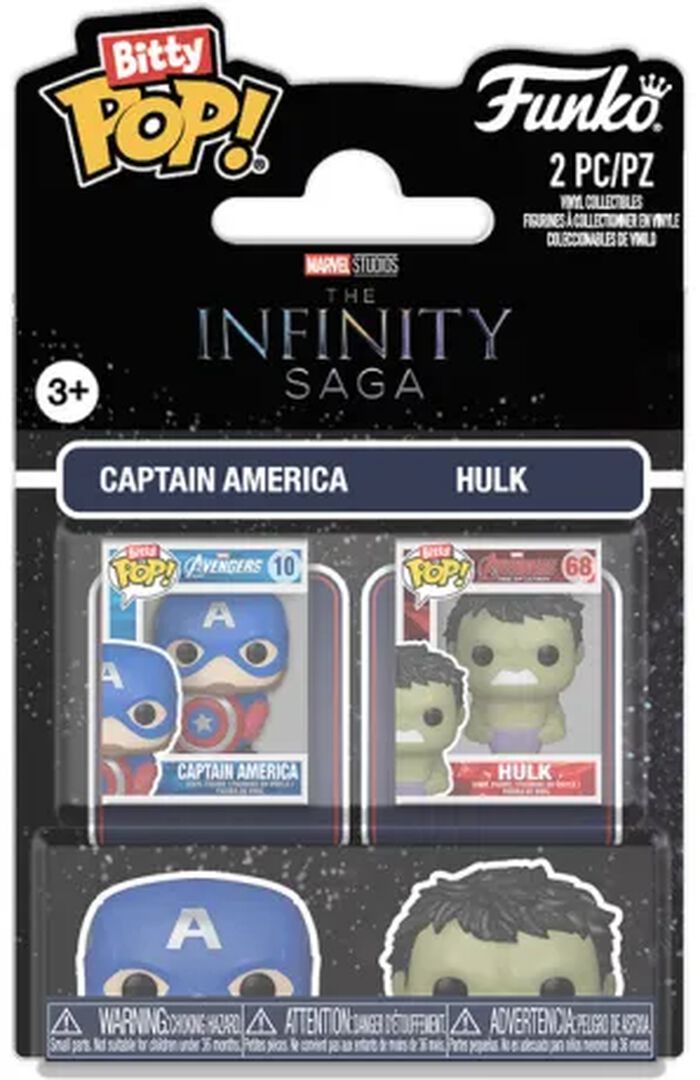 Figurine Funko Bitty Pop! 2 Packs | Marvel Comics | Captain America Et Hulk