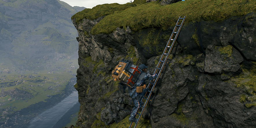 Sam Bridges utilise des échelles dans Death Stranding