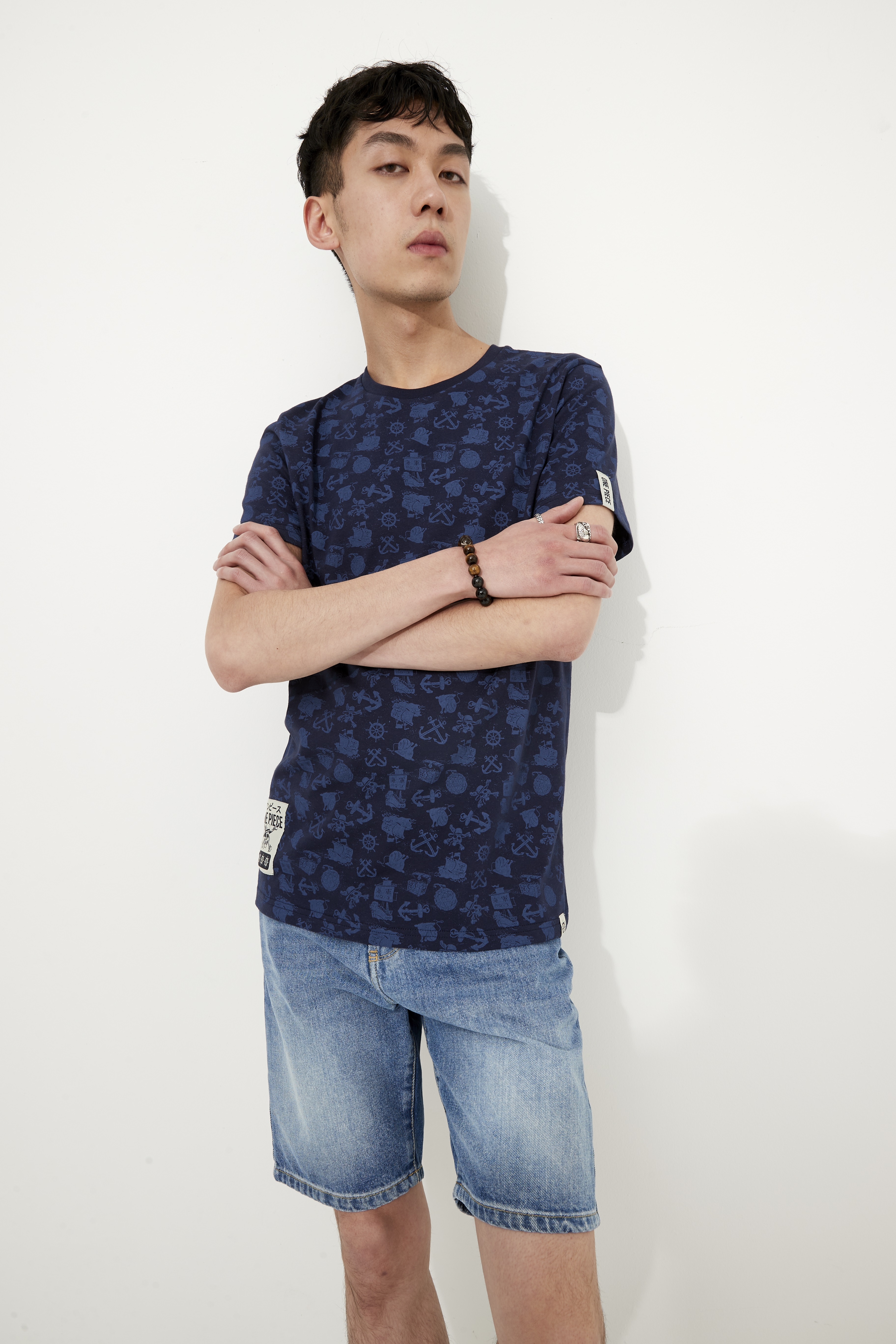 Tshirt - One Piece - Tshirt Manches Courtes Motifs Pirates Bleu Marine